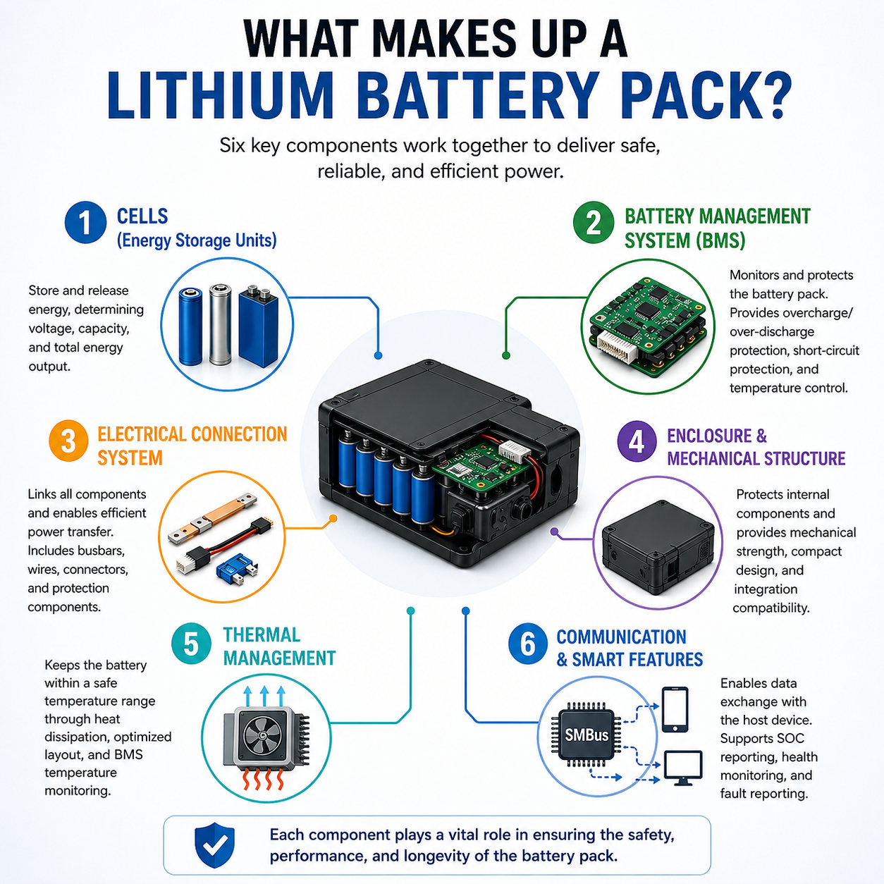 Six key components work together to deliver safe, reliable, and efficient power.